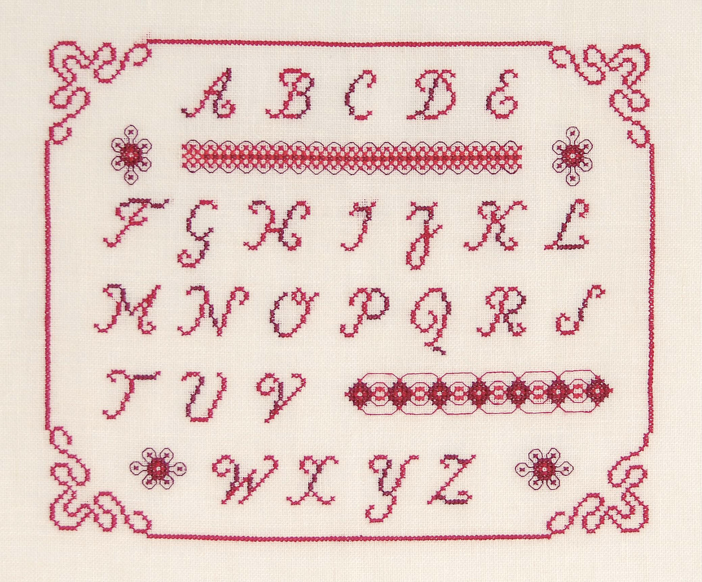Abcédaires délicats, lettres et oiseaux, style scandinave. Grille point de croix, 6 pages, réf. DMC incluses.