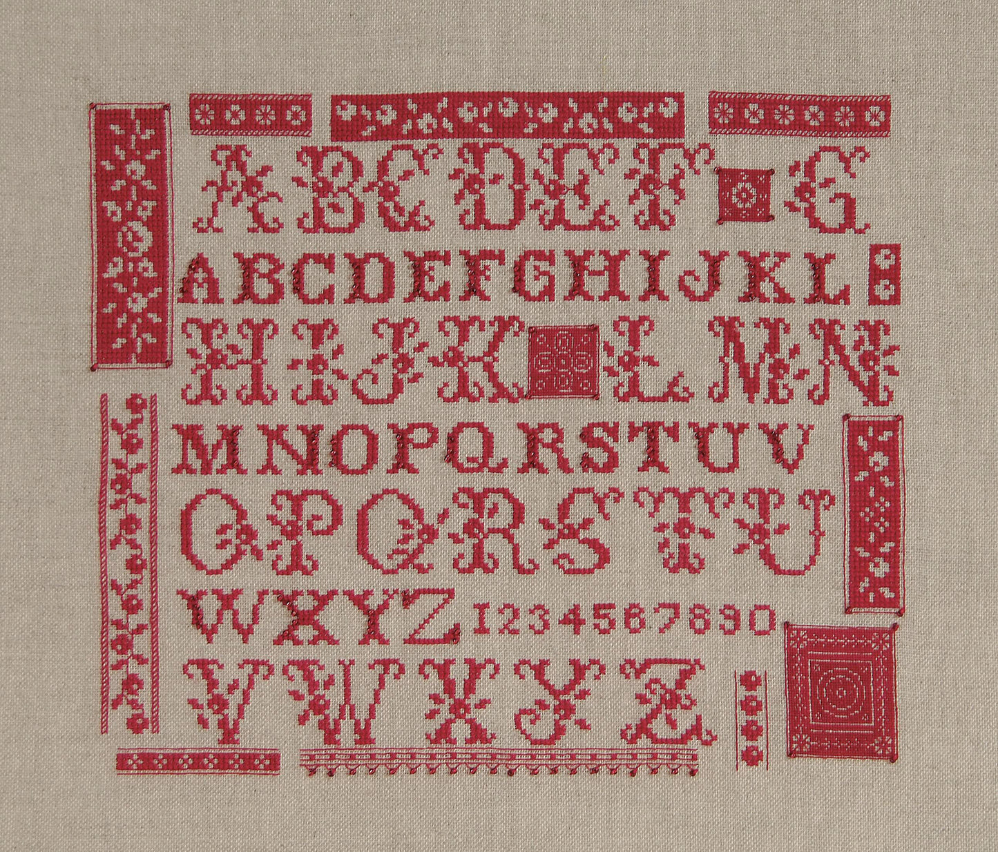 Abcédaires délicats, lettres et oiseaux, style scandinave. Grille point de croix, 6 pages, réf. DMC incluses.