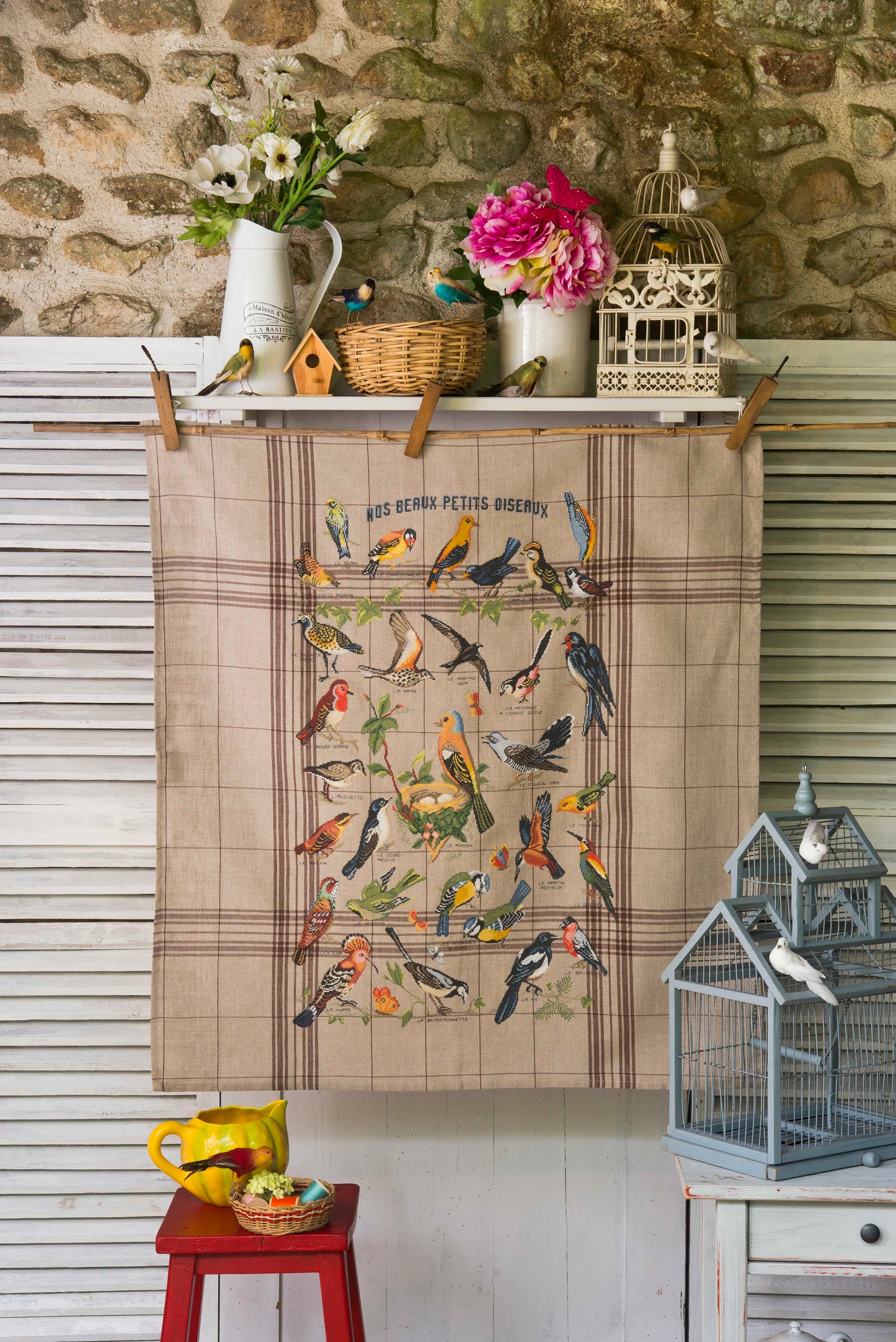 Chart: Birds tea towel, Cross stitch design