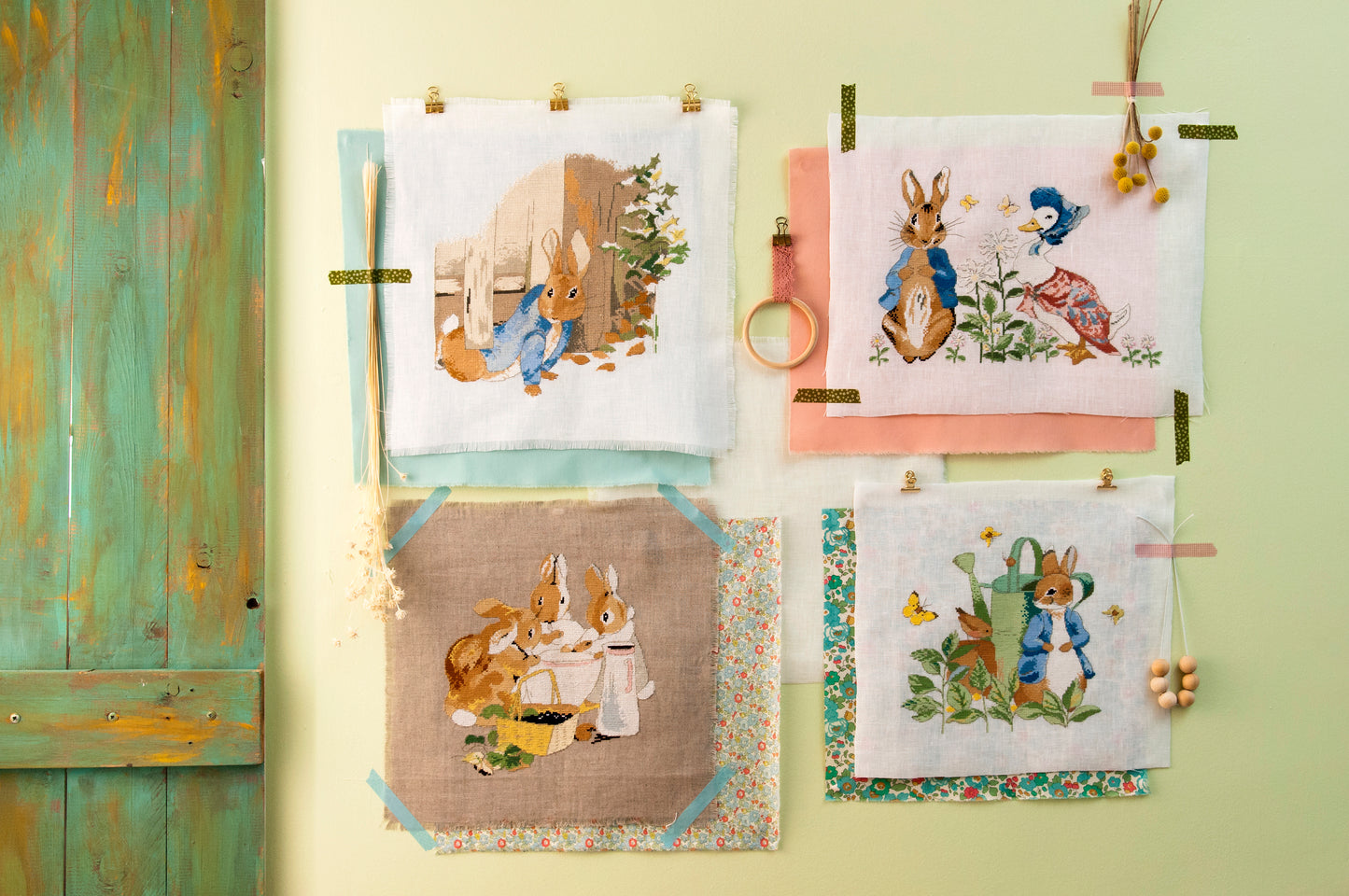 Grille de broderie point de croix imprimée avec symboles et couleurs DMC – Pierrot-Lapin et Sophie Canetan, 6 pages