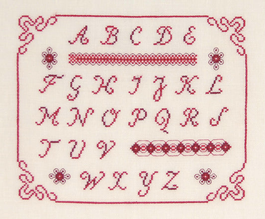 Abcédaires délicats, lettres et oiseaux, style scandinave. Grille point de croix, 6 pages, réf. DMC incluses.