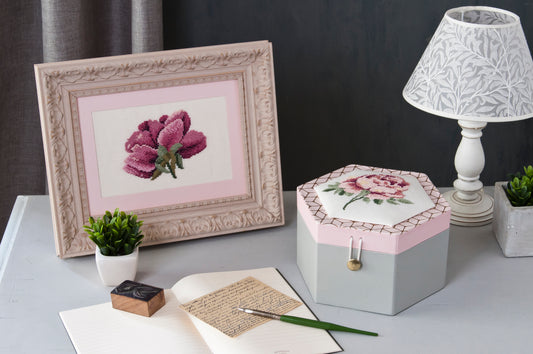 Grille Broderie : Le charme des roses – Création Point de Croix. Grille point de croix : 2 roses sur lin 11 fils/cm blanc cassé. 