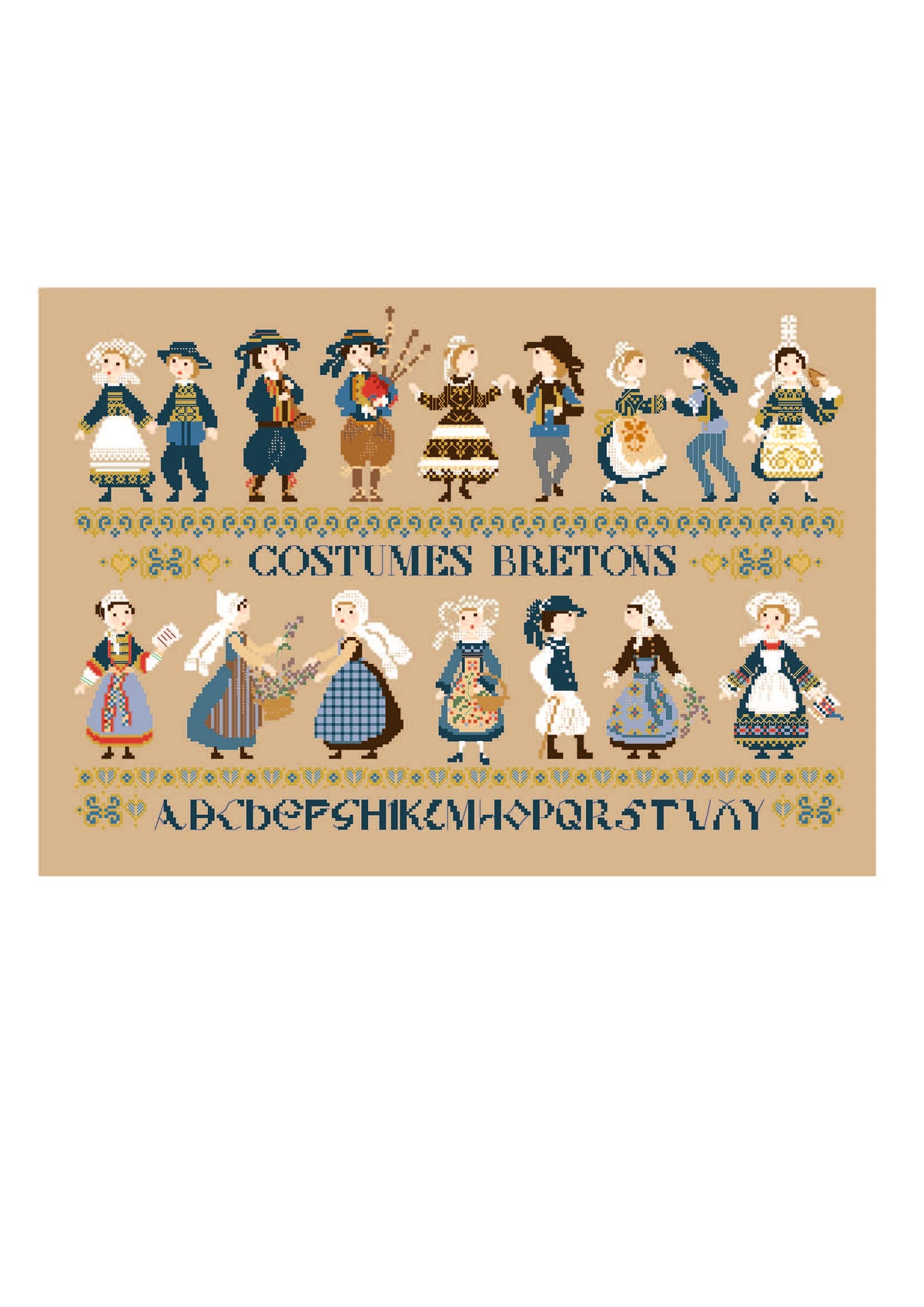 Grille point de croix inédite de Perrette Samouiloff : Costumes bretons, toute une tradition, 260 × 177 points, patrimoine breton brodé. Création Point de Croix.