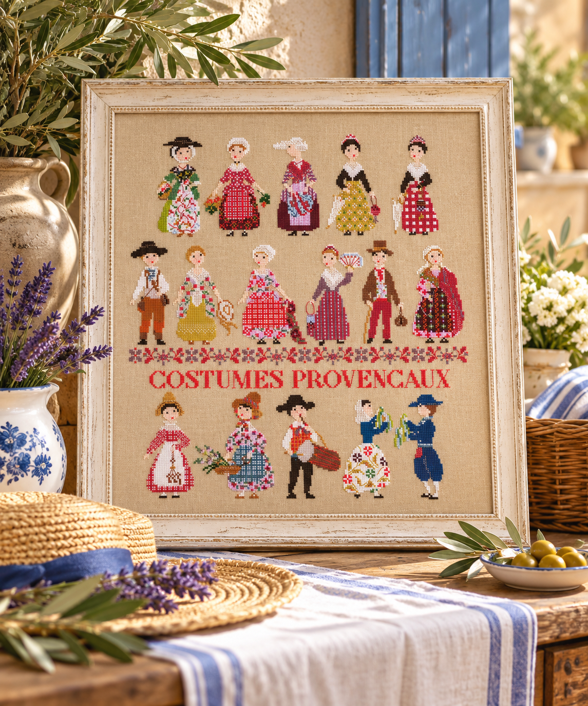 Brodez les costumes provençaux avec cette grille inédite de Perrette Samouiloff, 191 × 210 points. Découvrez les traditions de Provence au point de croix.