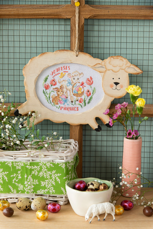 Grille : Mouton fête Pâques, Création Point de Croix