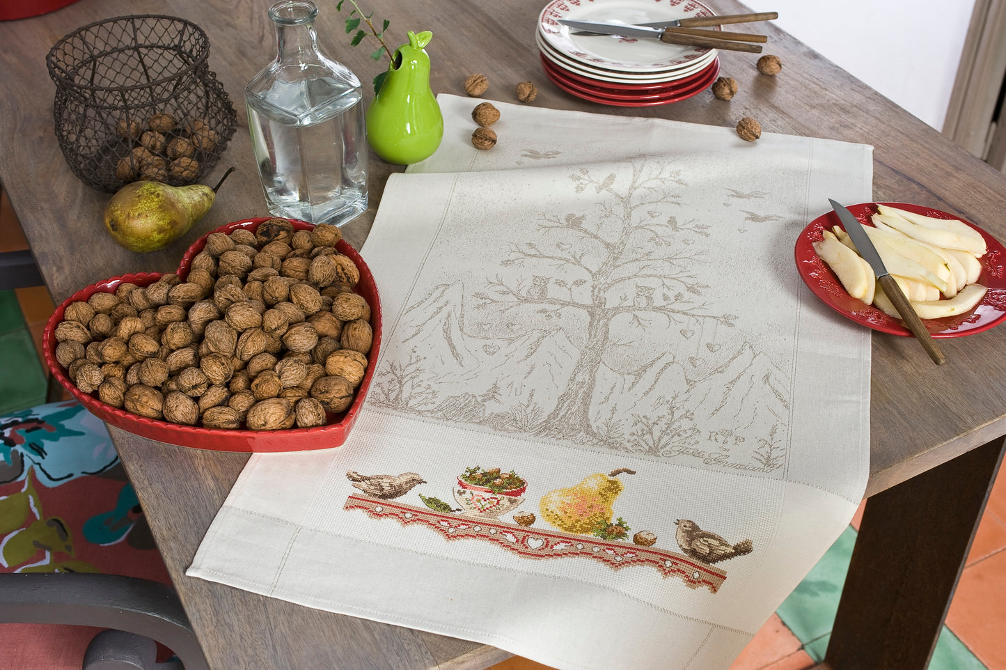 Chart: Autumn Dish Towel, Cross Stitch Design